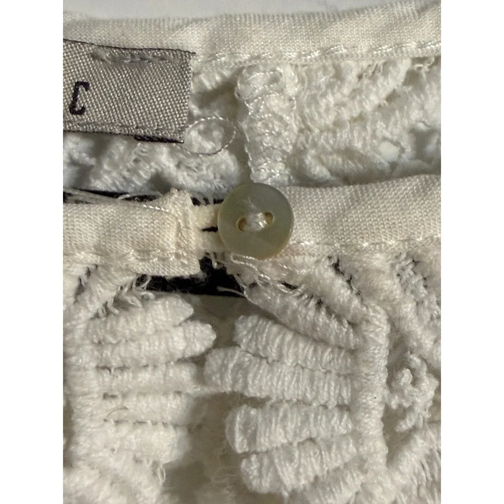 Zara Trafaluc Lace Crop Top Size M White Boho Crochet Long Sleeve Victorian